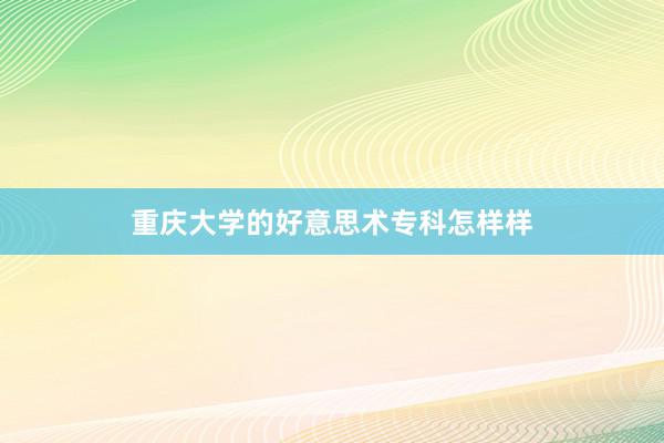 重庆大学的好意思术专科怎样样